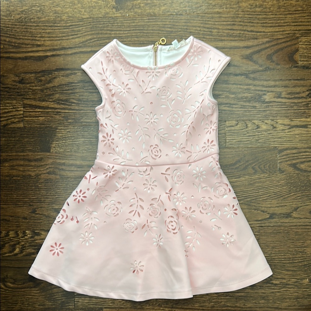 Truly Me Pink Fit and Flare Dress with Cap Sleeves